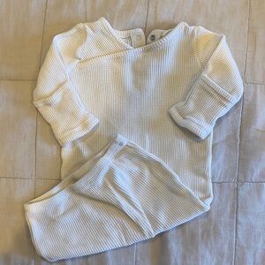 Cozy Cream Waffle Weave Baby Gown